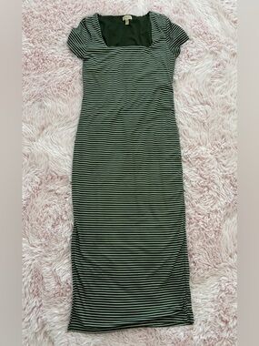 Green and White Striped Maxi Dress